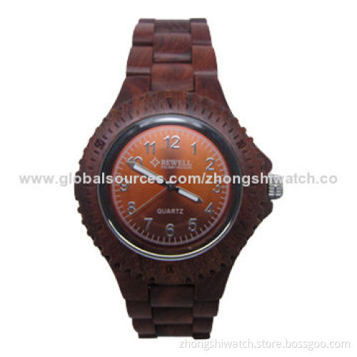 Casual Fashion Wristwatch, Natural Handmade Red Sandalwood Case and Band, Hot Selling in US